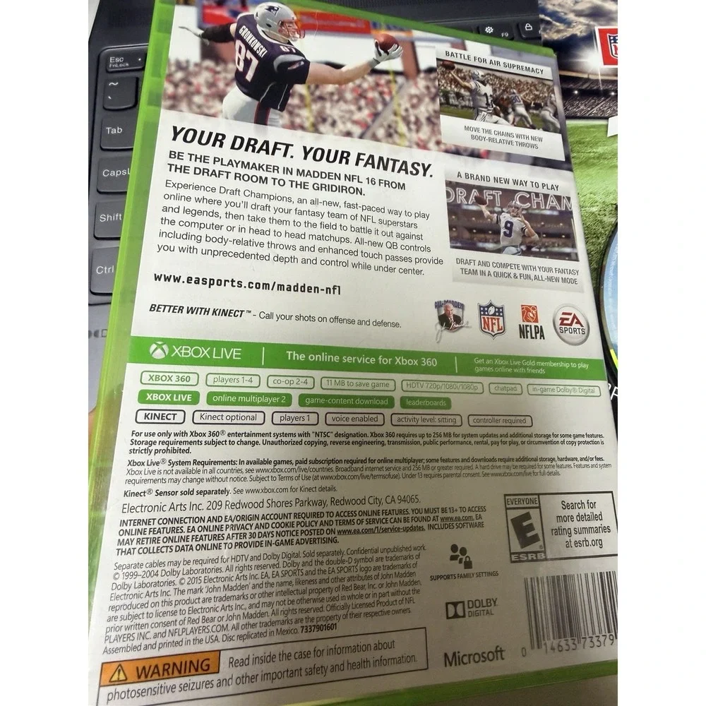 EA Sports Madden NFL 16‎ Microsoft Xbox 360 Video Game Kinect Compatible